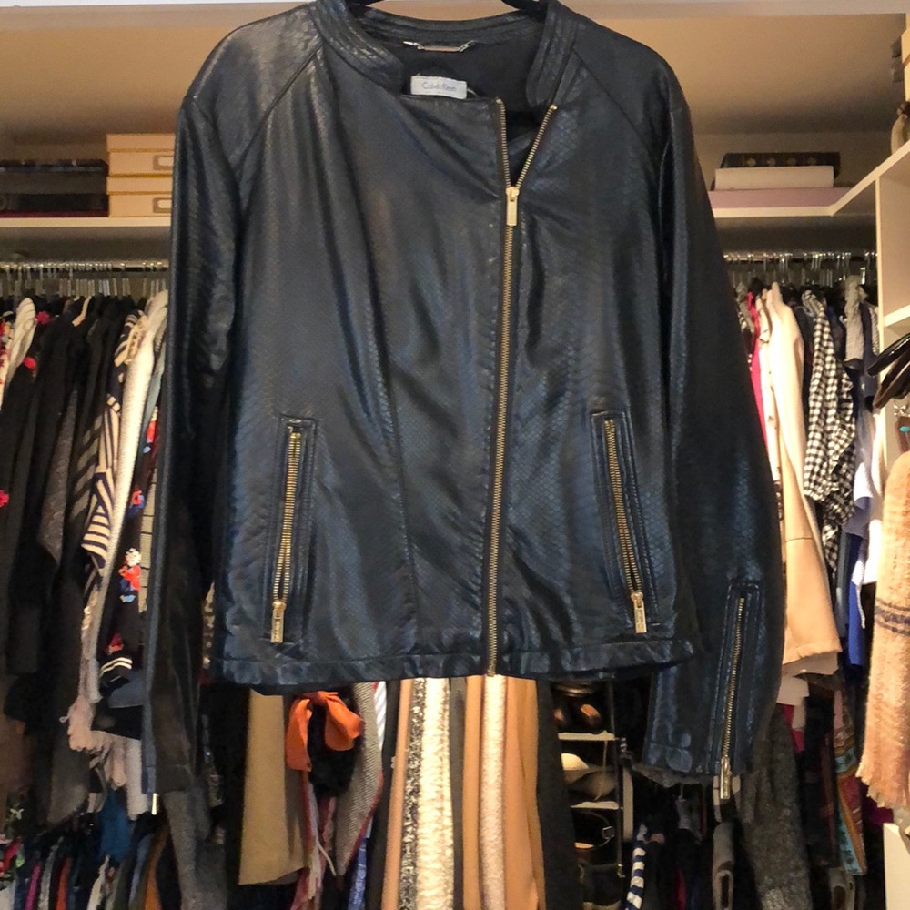 Calvin Klein pleather moto jacket.